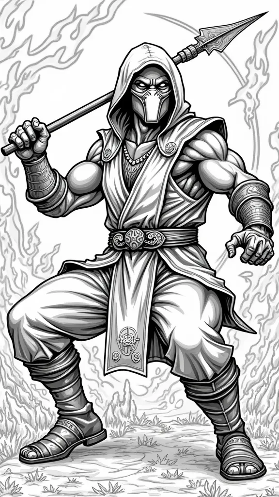 mortal kombat coloring pages scorpion